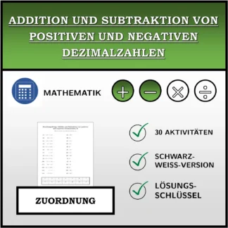 Zuordnungsübung: Addition und Subtraktion von positiven und negativen Dezimalzahlen