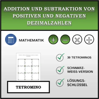 Tetromino: Addition und Subtraktion von positiven und negativen Dezimalzahlen