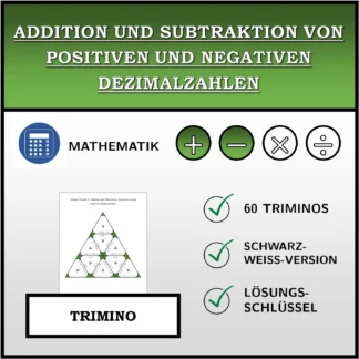 Trimino: Addition und Subtraktion von positiven und negativen Dezimalzahlen