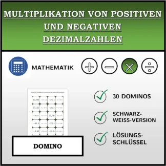 Domino: Multiplikation von positiven und negativen Dezimalzahlen