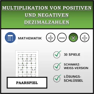 Paarspiel: Multiplikation von positiven und negativen Dezimalzahlen