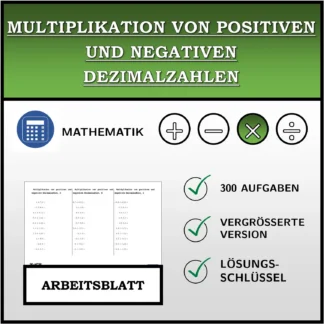 Arbeitsblatt: Multiplikation von positiven und negativen Dezimalzahlen