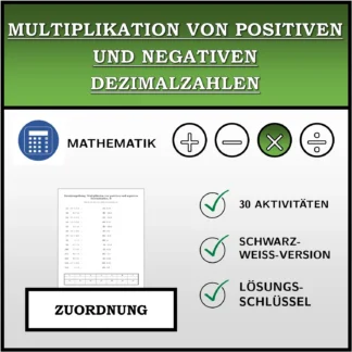 Zuordnungsübung: Multiplikation von positiven und negativen Dezimalzahlen