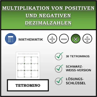 Tetromino: Multiplikation von positiven und negativen Dezimalzahlen