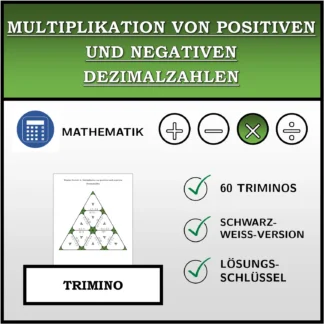 Trimino: Multiplikation von positiven und negativen Dezimalzahlen