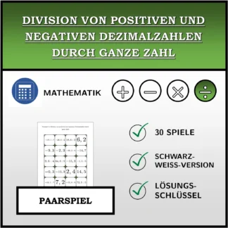 Paarspiel: Division von positiven und negativen Dezimalzahlen durch ganze Zahl