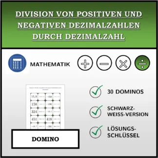 Domino: Division von positiven und negativen Dezimalzahlen durch Dezimalzahl