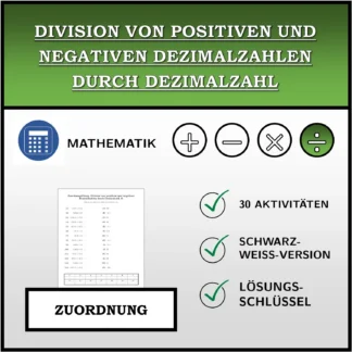 Zuordnungsübung: Division von positiven und negativen Dezimalzahlen durch Dezimalzahl