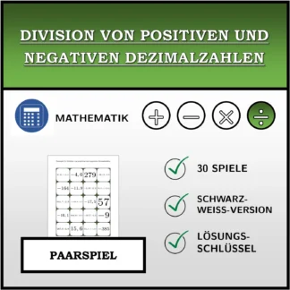 Paarspiel: Division von positiven und negativen Dezimalzahlen