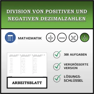 Arbeitsblatt: Division von positiven und negativen Dezimalzahlen