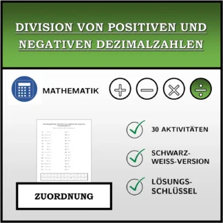 Zuordnungsübung: Division von positiven und negativen Dezimalzahlen