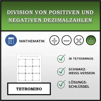 Tetromino: Division von positiven und negativen Dezimalzahlen