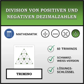 Trimino: Division von positiven und negativen Dezimalzahlen
