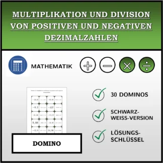 Domino: Multiplikation und Division von positiven und negativen Dezimalzahlen