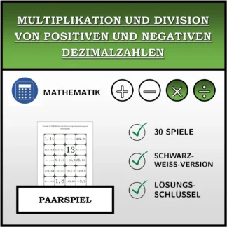 Paarspiel: Multiplikation und Division von positiven und negativen Dezimalzahlen