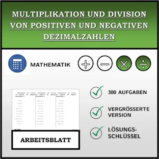 Arbeitsblatt: Multiplikation und Division von positiven und negativen Dezimalzahlen