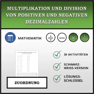Zuordnungsübung: Multiplikation und Division von positiven und negativen Dezimalzahlen