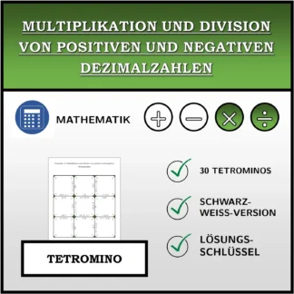 Tetromino: Multiplikation und Division von positiven und negativen Dezimalzahlen