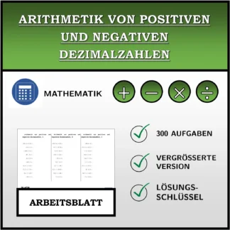 Arbeitsblatt: Arithmetik von positiven und negativen Dezimalzahlen