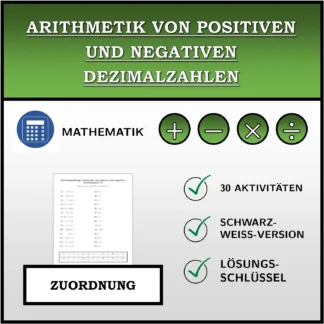 Zuordnungsübung: Arithmetik von positiven und negativen Dezimalzahlen