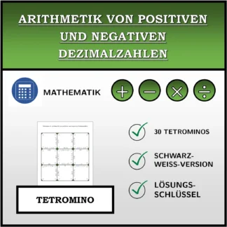 Tetromino: Arithmetik von positiven und negativen Dezimalzahlen
