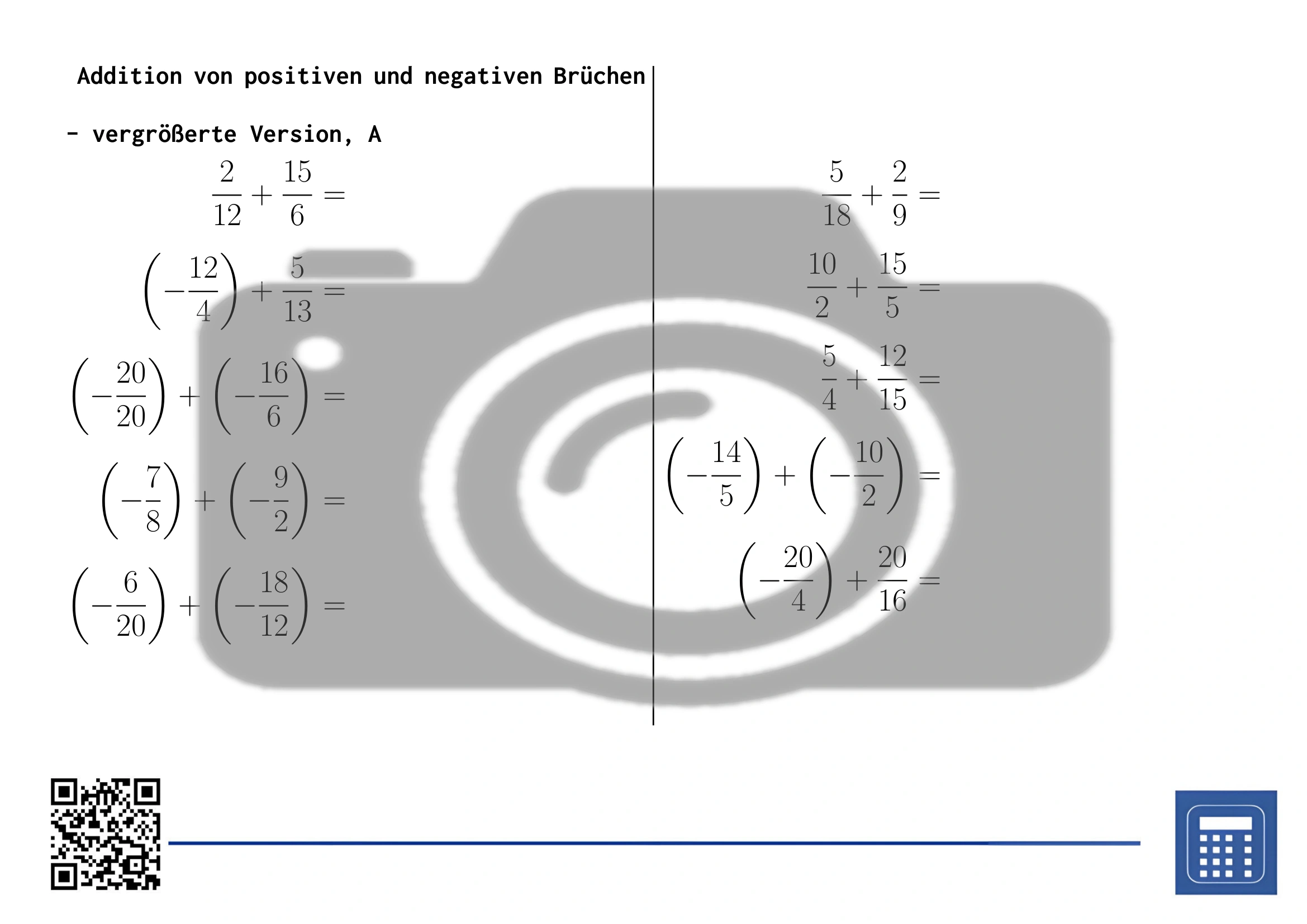 Arbeitsblatt: Addition von positiven und negativen Brüchen – Bild 3