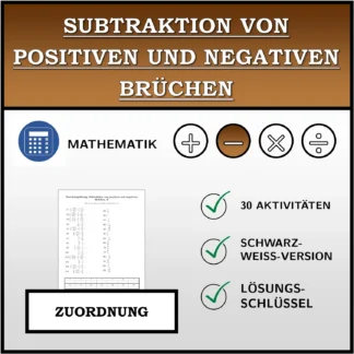 Zuordnungsübung: Subtraktion von positiven und negativen Brüchen