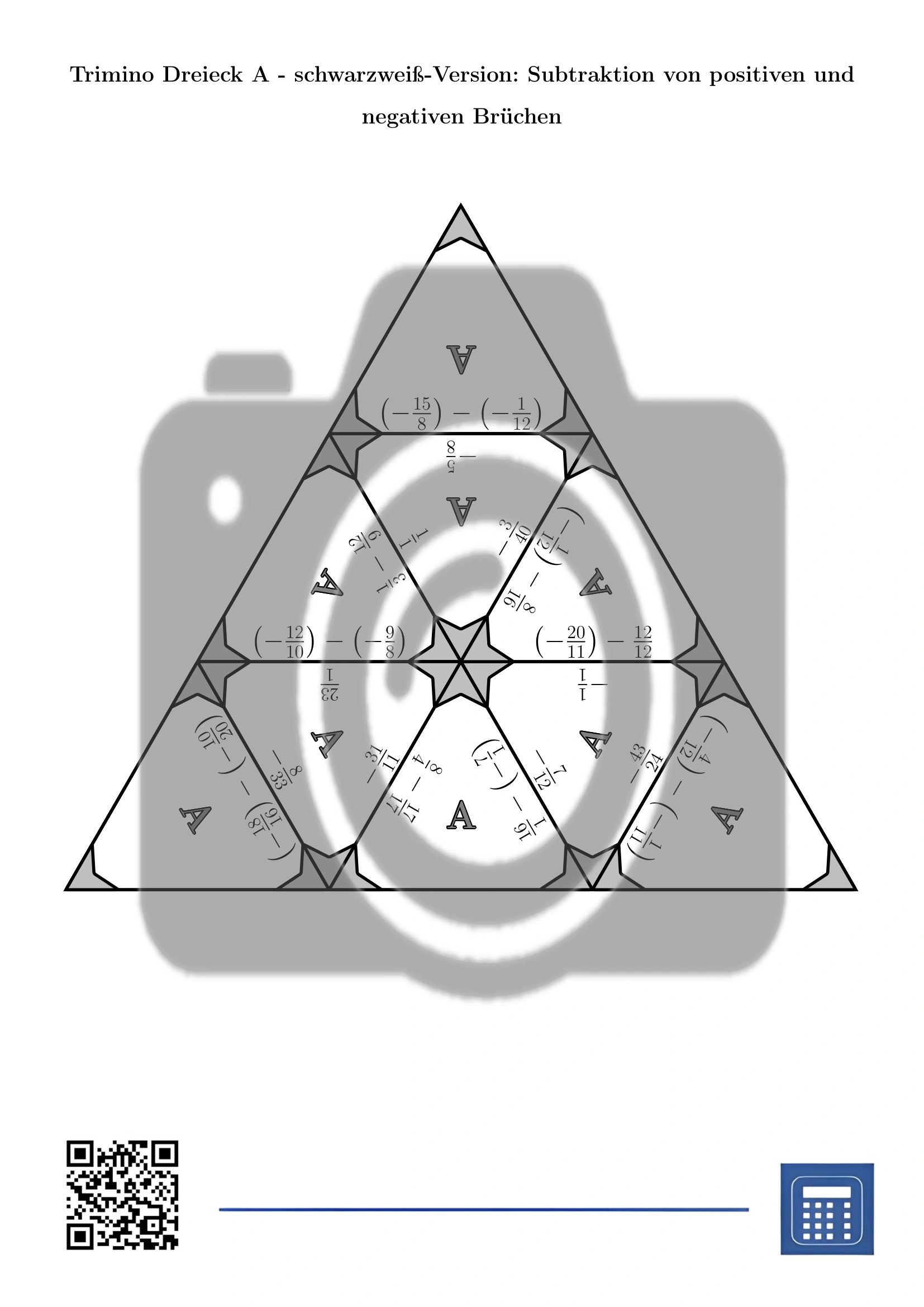 Trimino: Subtraktion von positiven und negativen Brüchen – Bild 3