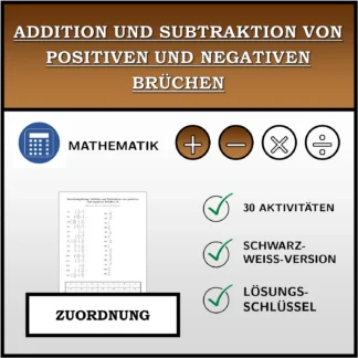 Zuordnungsübung: Addition und Subtraktion von positiven und negativen Brüchen