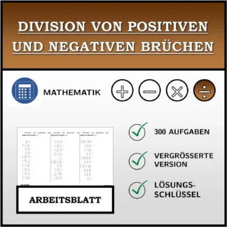 Arbeitsblatt: Division von positiven und negativen Brüchen