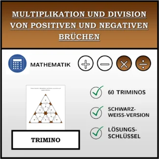 Trimino: Multiplikation und Division von positiven und negativen Brüchen
