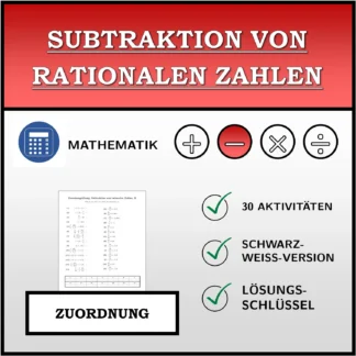 Zuordnungsübung: Subtraktion von rationalen Zahlen