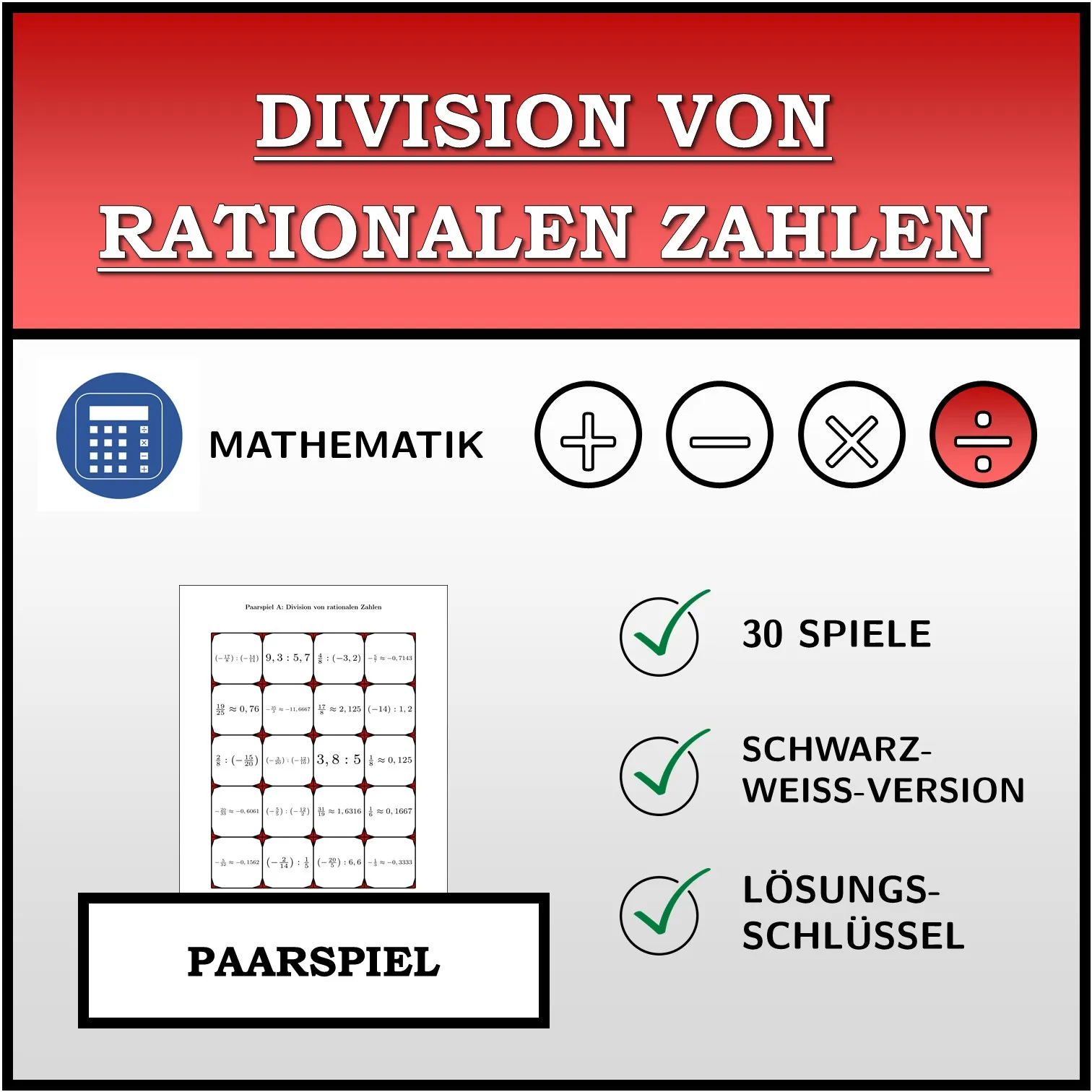 Paarspiel: Division von rationalen Zahlen