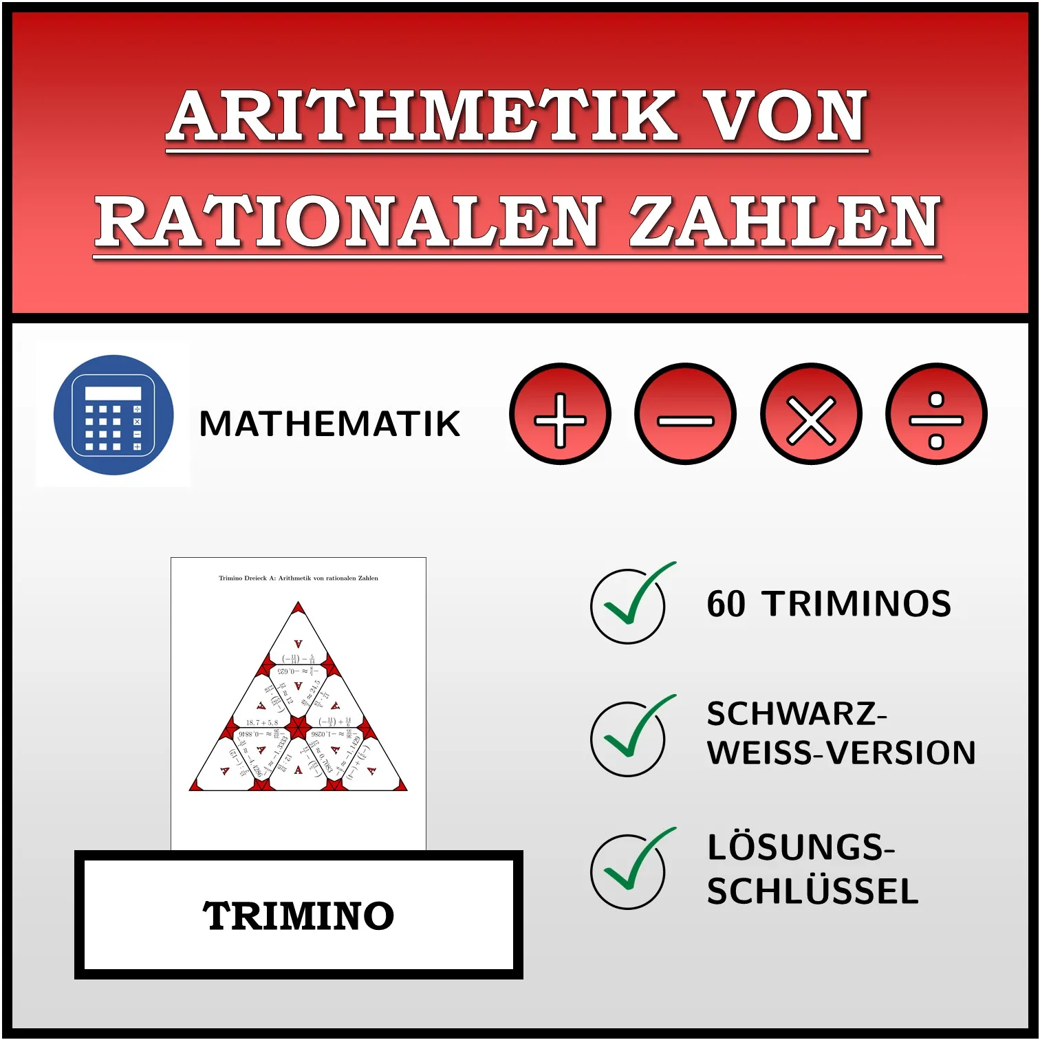 Trimino: Arithmetik von rationalen Zahlen