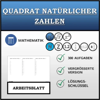 Arbeitsblatt: Quadrat natürlicher Zahlen