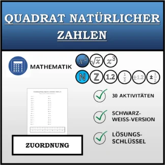 Zuordnungsübung: Quadrat natürlicher Zahlen