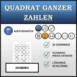 Domino: Quadrat ganzer Zahlen