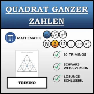 Trimino: Quadrat ganzer Zahlen