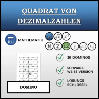 Domino: Quadrat von Dezimalzahlen