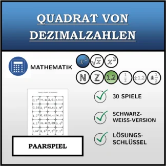 Paarspiel: Quadrat von Dezimalzahlen
