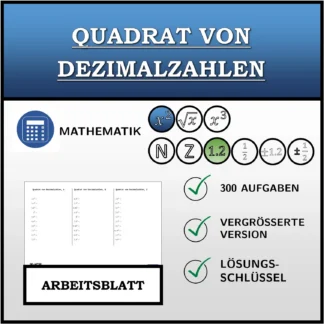 Arbeitsblatt: Quadrat von Dezimalzahlen