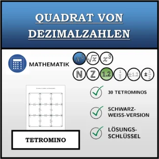 Tetromino: Quadrat von Dezimalzahlen