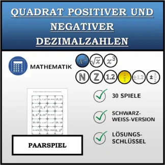 Paarspiel: Quadrat positiver und negativer Dezimalzahlen