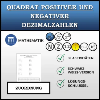 Zuordnungsübung: Quadrat positiver und negativer Dezimalzahlen