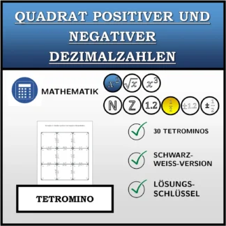 Tetromino: Quadrat positiver und negativer Dezimalzahlen