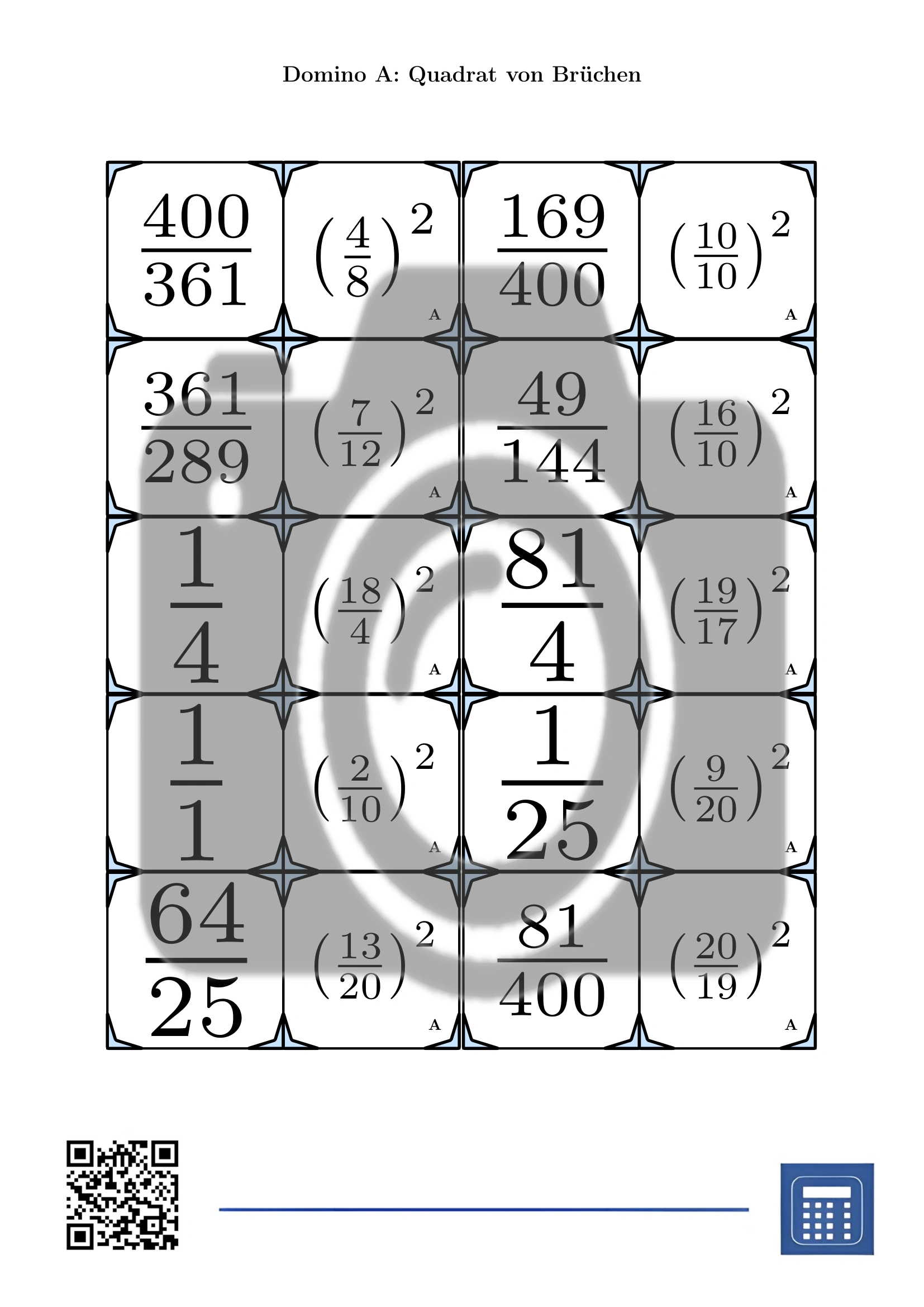 Domino: Quadrat von Brüchen – Bild 2