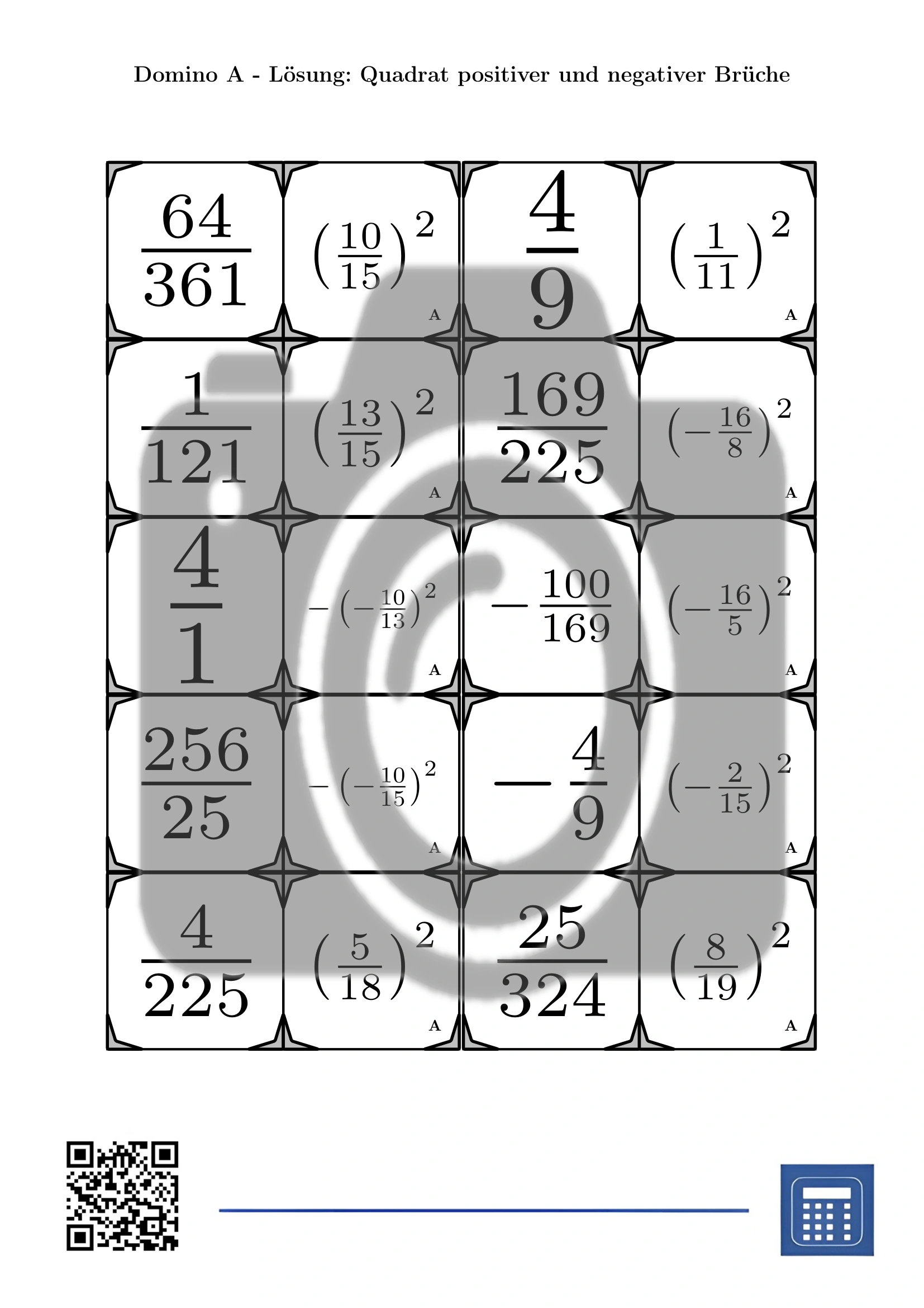 Domino: Quadrat positiver und negativer Brüche – Bild 4