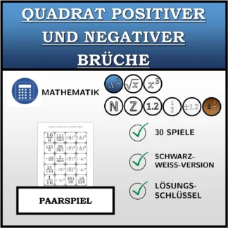 Paarspiel: Quadrat positiver und negativer Brüche