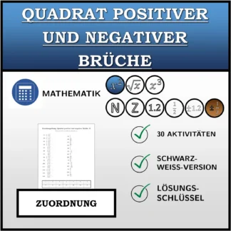 Zuordnungsübung: Quadrat positiver und negativer Brüche