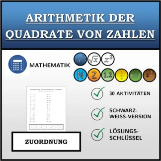 Zuordnungsübung: Arithmetik der Quadrate von Zahlen
